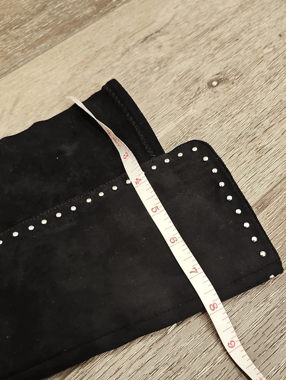 O- [Like NEW] Sexy Black Studded Over-the-Knee Boots Block Heel SZ 10 Wide Calf
